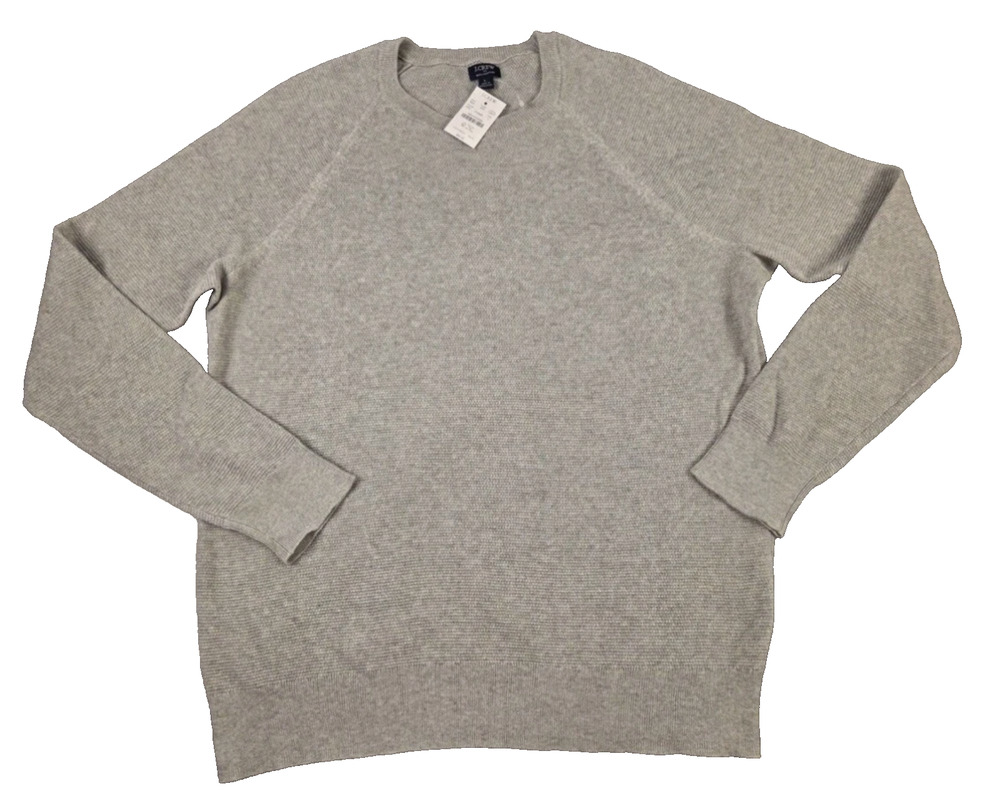 J. Crew Mens Waffle Knit Lightweight Crewneck Sweater Size XL Gray